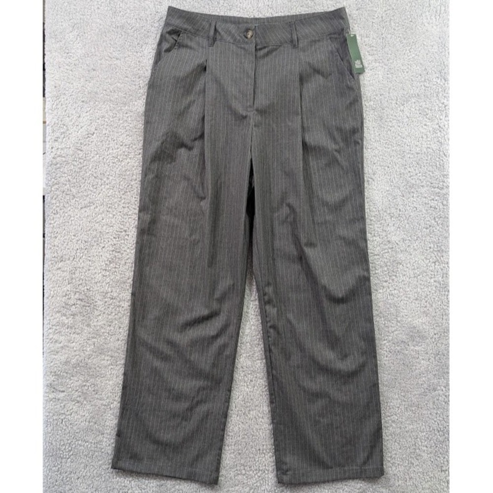 Wild Fable Pinstripe Trousers Women's 16 Gray Pleated Wide Leg High Rise NWT